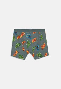 Boxer shorts gris avec des motifs de super-héros colorés en orange, vert et bleu. Dotés d'une taille élastique et d'une texture lisse.