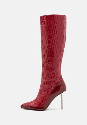 GCDS MONOGRAM LOGO CHAIN BOOTS UNISEX - Batai - bordeaux