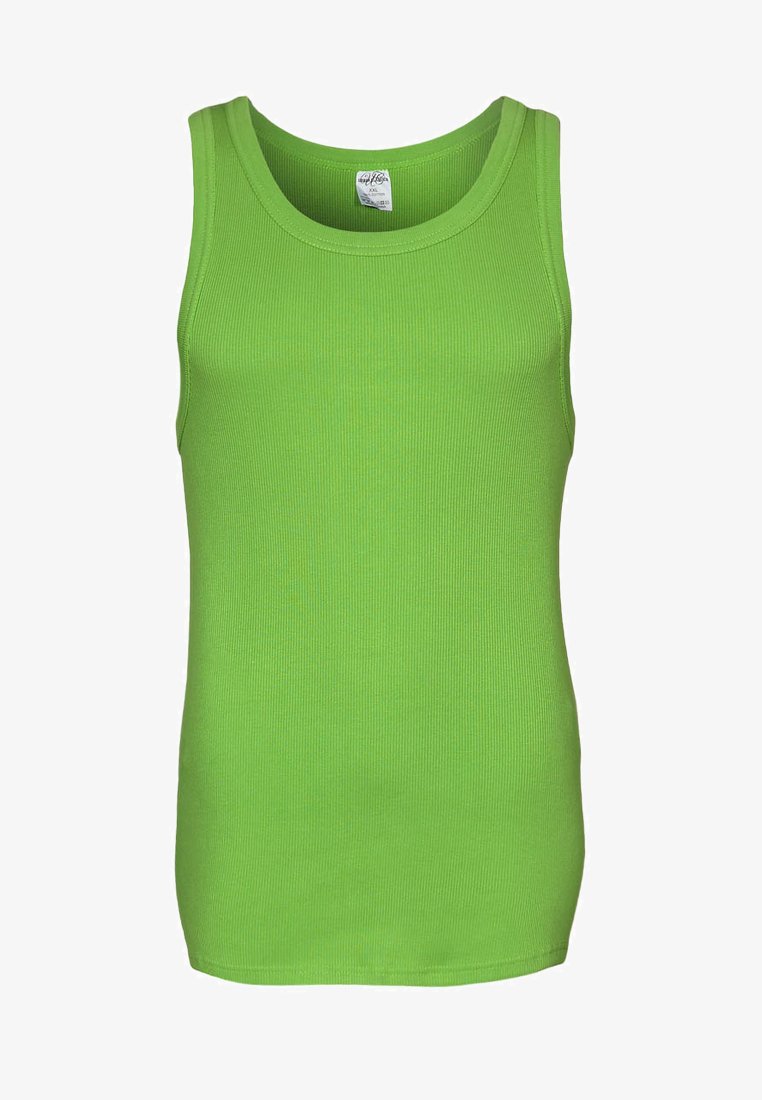 Top verde cu dungi, cu decolteu rotund. Materialul este texturat și se potrivește perfect, fiind potrivit pentru ținute casual.