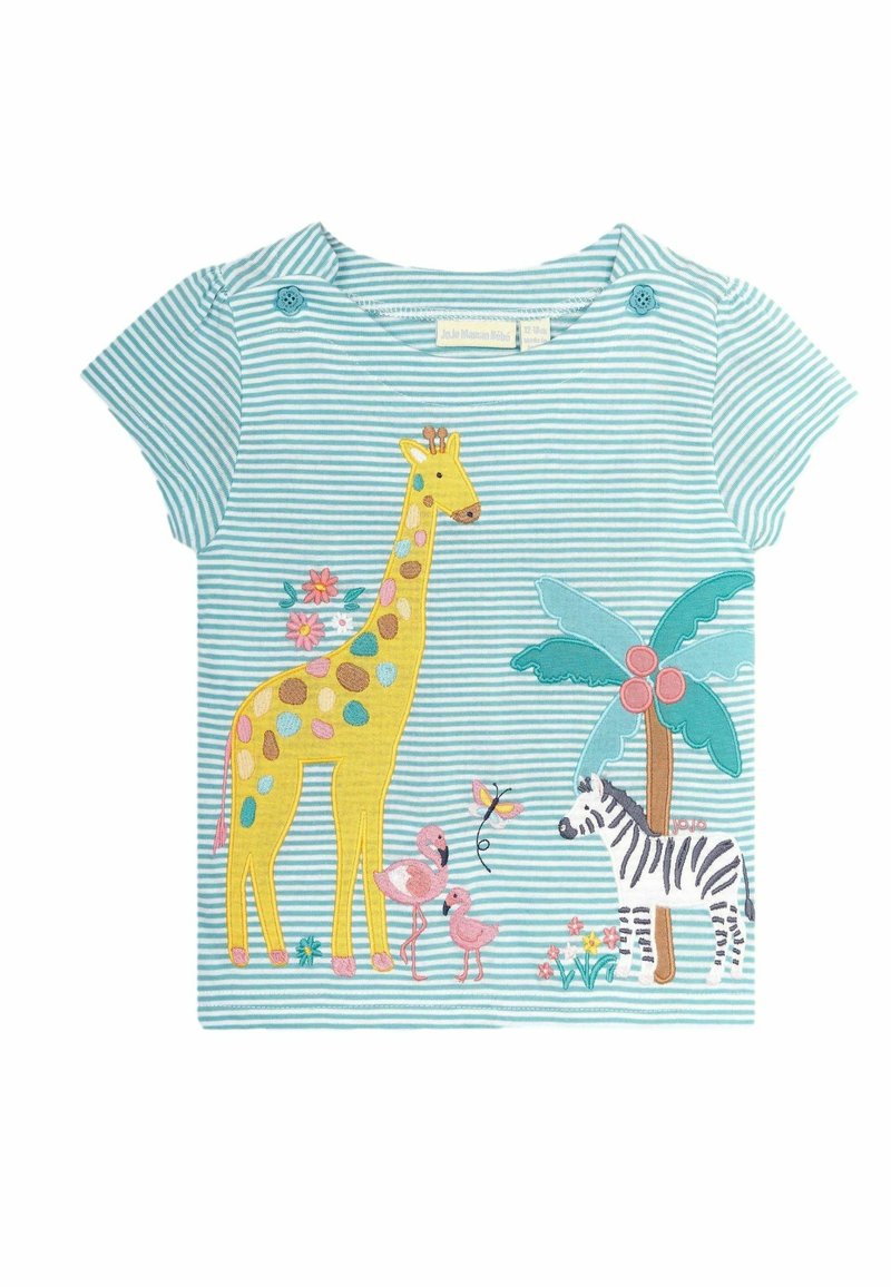JoJo Maman Bébé APPLIQUE - REGULAR FIT - T-shirts print - duck egg blue safari animals