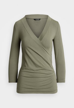 Lauren Ralph Lauren SURPLICE JERSEY TOP - Long sleeved top - sage green