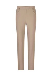 Beige broek met een slim fit, met een zachte textuur, voorzakken en een platte tailleband voor een gestroomlijnd ontwerp.
