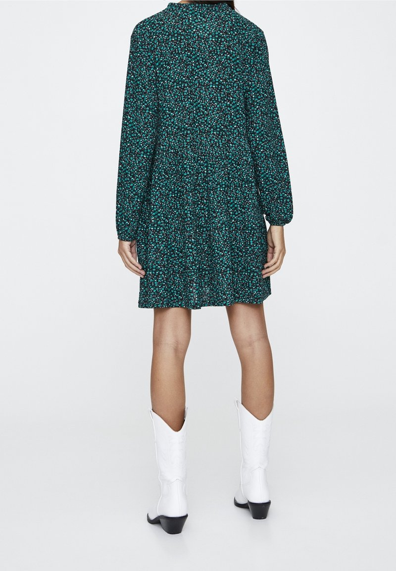 pull and bear green floral dress Floral V-Neck Babydoll Dress