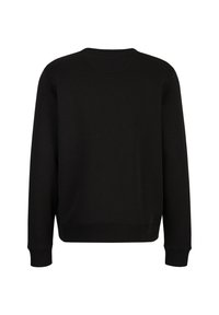 Zwarte sweatshirt met een ronde hals, lange mouwen en ribgebreide manchetten. Gemaakt van zacht materiaal met een gladde textuur, met een effen ontwerp.