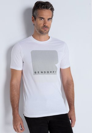 KURZARM-MIT GRAFISCHER STICKEREI - Print T-shirt - weiß