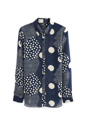 Next LONG SLEEVE PRINT SHEER   - Blúzka so zapínaním na gombíky - navy blue cream spot