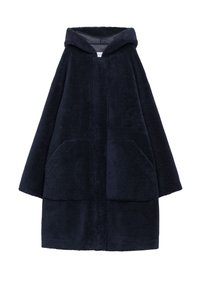 SHEARLING WITH HOOD - Short coat - navy blue