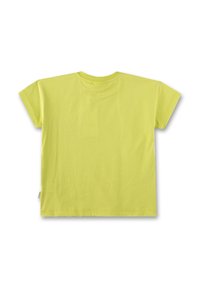 Kurzärmliges T-Shirt aus leuchtend neongelber Baumwolle. Mit Rundhalsausschnitt und geradem Schnitt sowie minimalen Nähdetails.