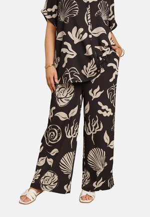 SEASHELL TEXTURED WIDE - Trousers - brown