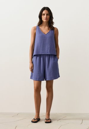 OYSHO, GAUZE V-NECK STRAPPY - Débardeur - mottled dark purple