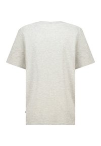 Light gray short-sleeve t-shirt, plain design, soft cotton material, relaxed fit, crew neckline, subtle texture, no visible logos or patterns.