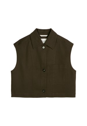 Marc O'Polo, VEST, BOXY SHAPE, COLLAR, BACK YOKE, PATCH POCKET, TOPSTITCHING DETAILS - Veste sans manches - mossy earth