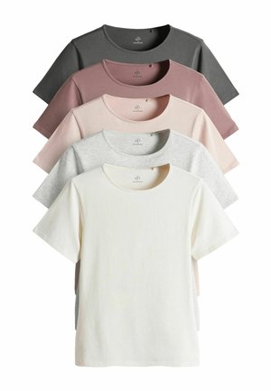 REGULAR FIT - 5 PACK SHORT SLEEVE FITTED CREW NECK - Basic T-shirt - slate grey dark pink pink cream grey marl