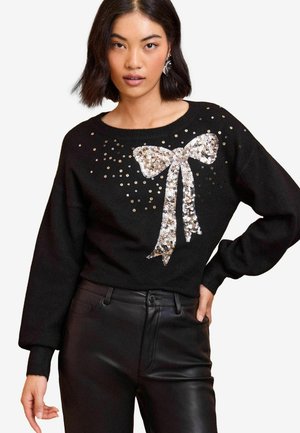Love & Roses REGULAR FIT - SCATTERED SEQUIN BOW - Strickpullover - black bow