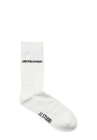 Witte katoenen sok met ribbeltextuur, voorzien van het "JACK&JONES" logo in het zwart op het bovenste gedeelte en "JJ STUDIO" op de zool.
