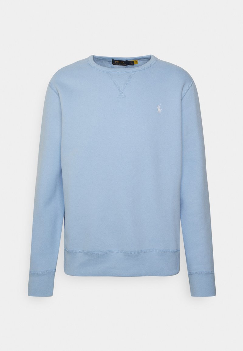 Sweatshirt azul claro feito de algodão macio. Apresenta um decote redondo, mangas longas, punhos canelados e um pequeno logótipo bordado no peito.