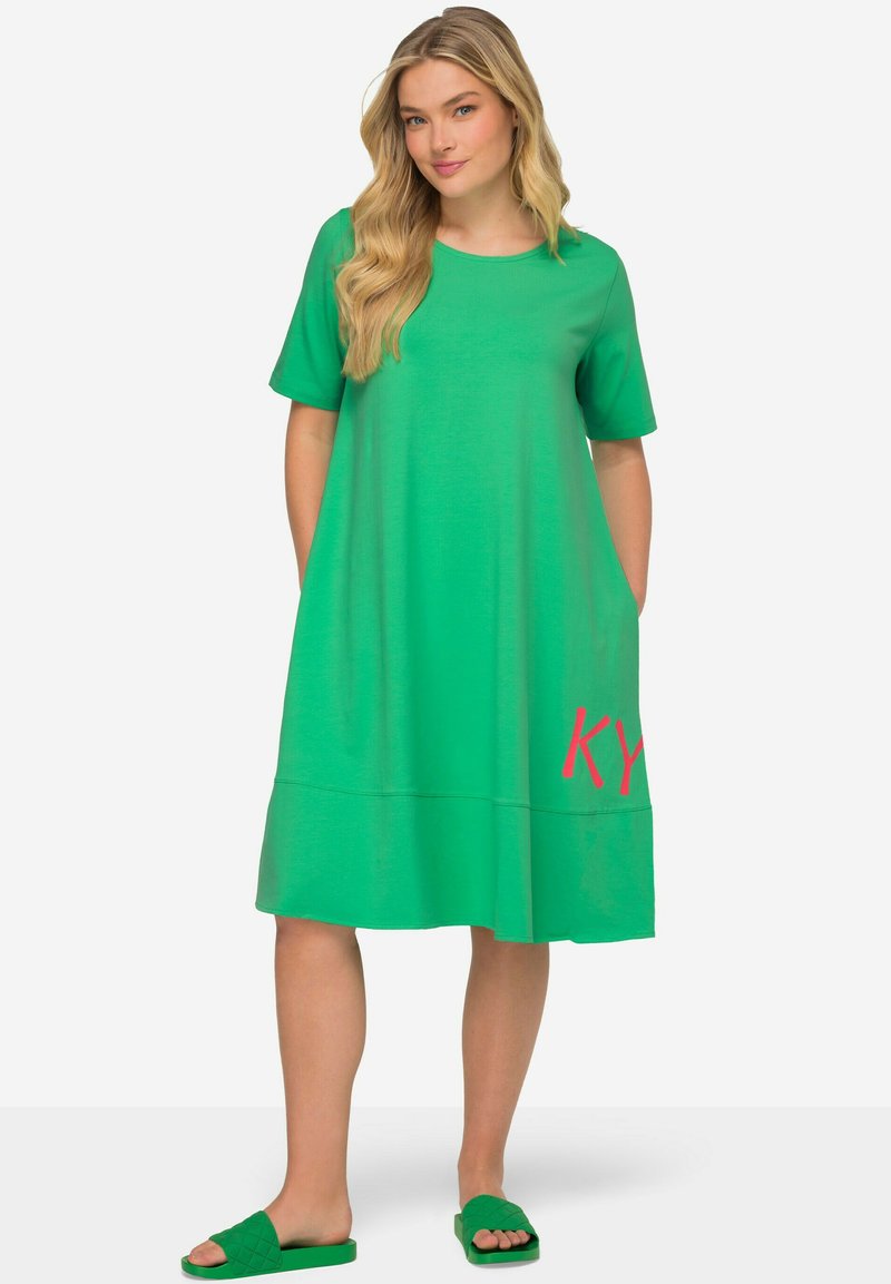 LAURASØN MIDI-DRESS PRINT-DRESS SHORTSLEEVE - Žerzejové šaty - light green