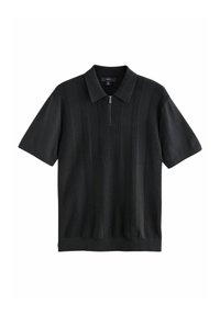 REGULAR FIT TEXTURED QUARTER ZIP  - Polotričko - black