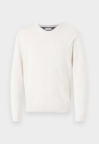 BASIC V NECK - Pullover - soft buttercream melange