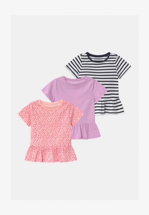 3 PACK - T-shirt con stampa - pink/purple/black
