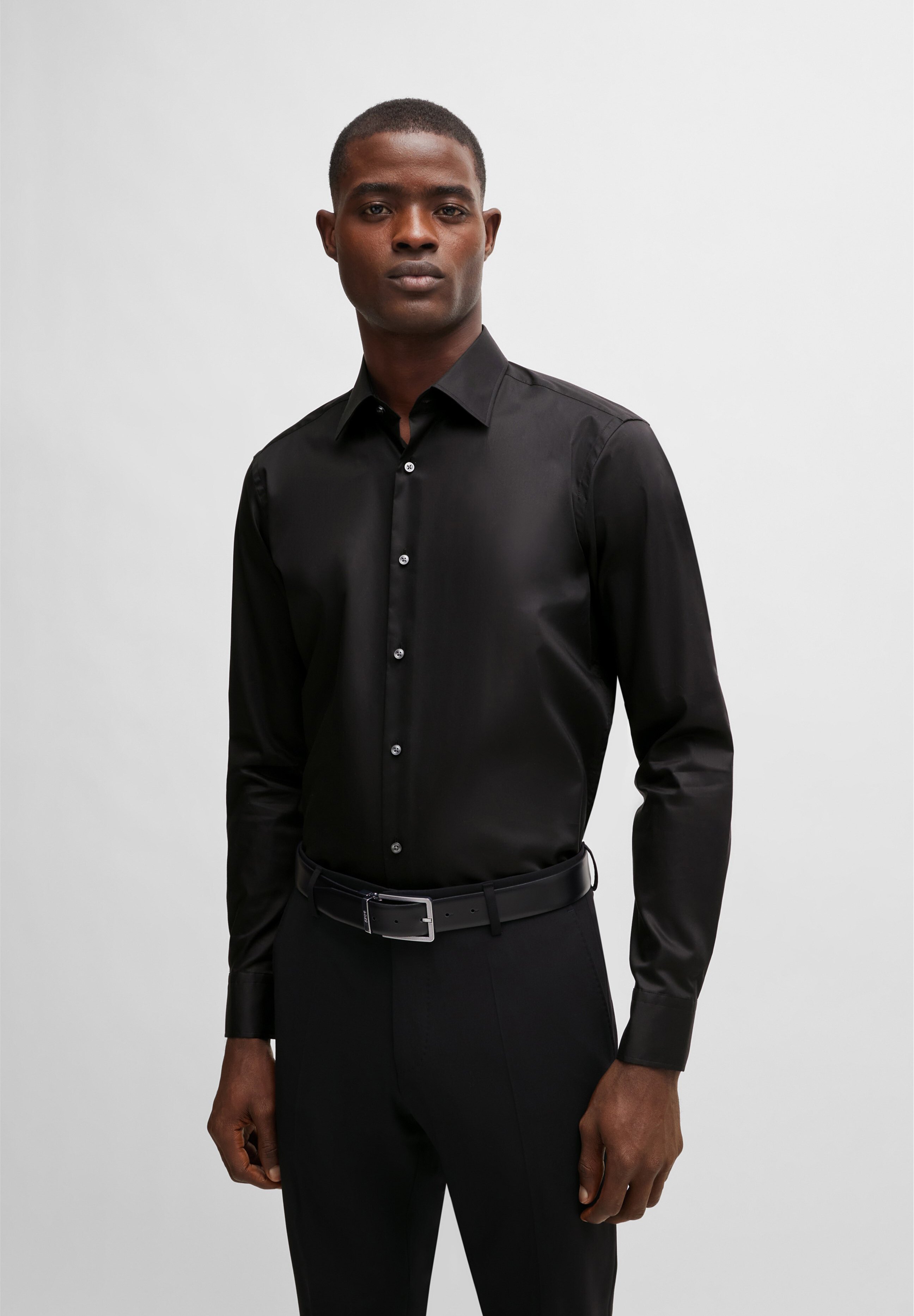Camicia Uomo Manica Lunga Aderente Colletto | Elegante E Morbida Per Matrimoni E Ufficio | Tessuto Elasticizzato Traspirante