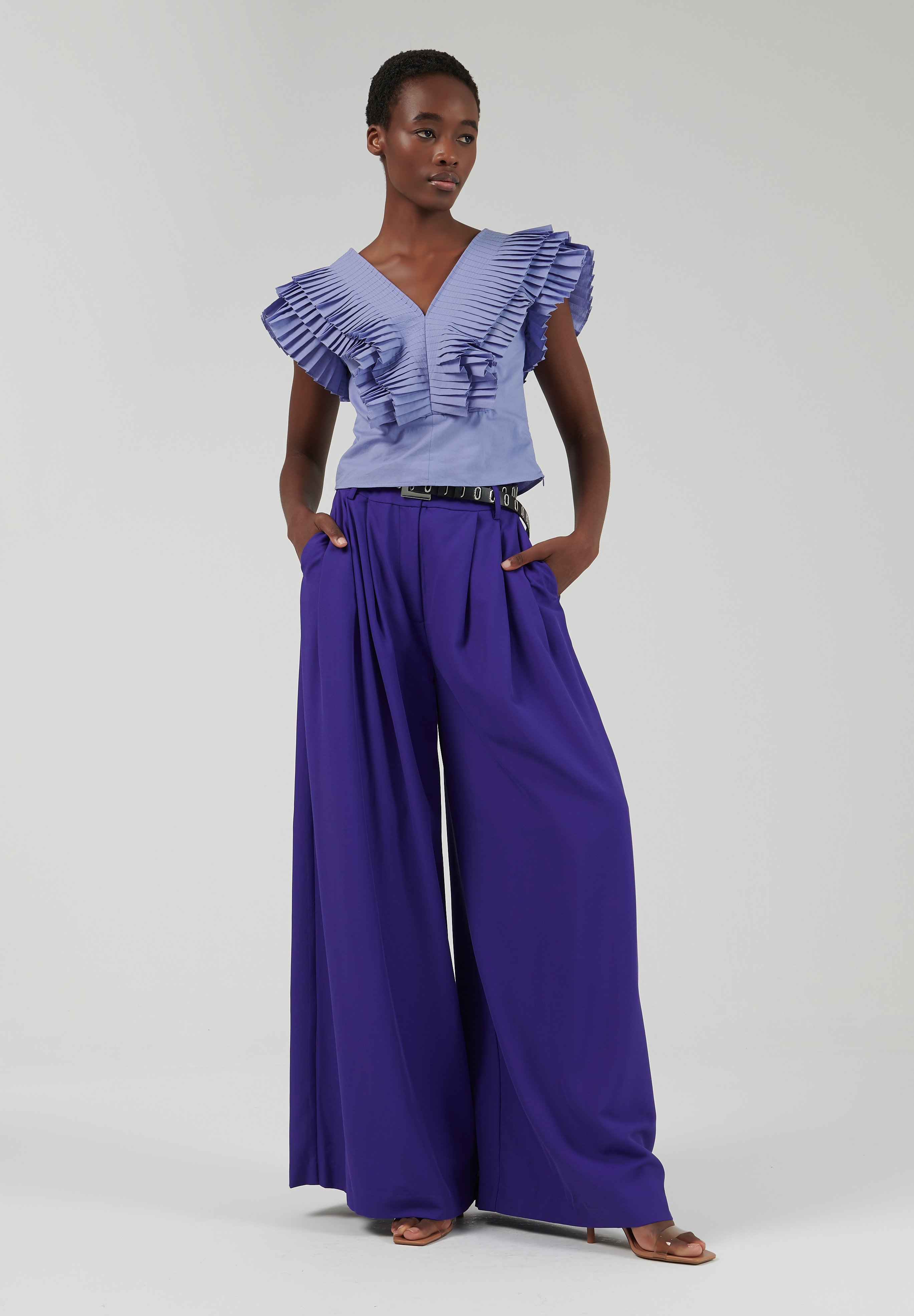 pleated ruffle blouse