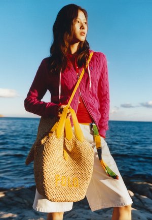 Polo Ralph Lauren POLO PLAY RAFFIA-LEATHER LOGO TOTE - Velká kabelka - natural/canary yellow