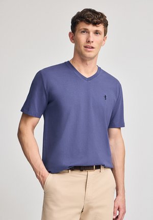 SHORT SLEEVE V NECK REGULAR FIT VN RIGBY BEST - T-Shirt basic - violet blue