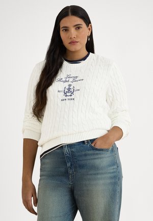 EMBROIDERED-CREST CABLE-KNIT  - Svetrík - white