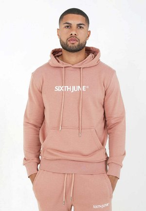 Felpa con cappuccio in cotone rosa, con tasca frontale e testo bianco "SIXTH JUNE". Dotata di cordini e polsini e orlo ribattuti.