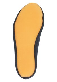 Black footwear insole with a textured black edge and a smooth orange interior, designed for comfort and support.