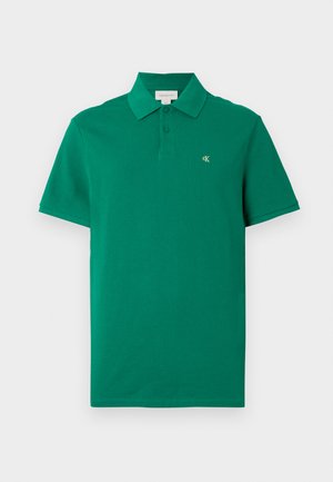 Zelené polokošeľa z bavlny s klasickým golierom, krátkymi rukávmi a malým vyšívaným logom CK na hrudi.