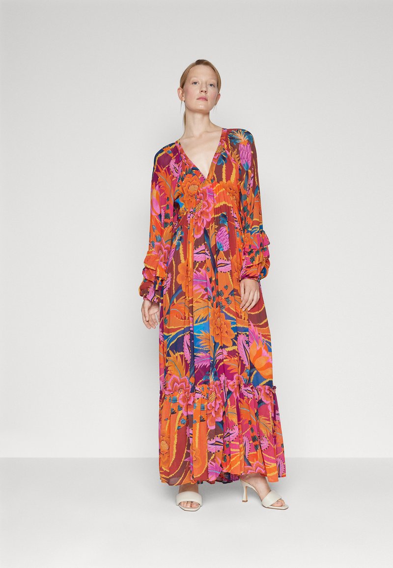 Farm Rio LONG SLEEVE DRESS Robe longue vintage wave/multicolore ZALANDO.FR