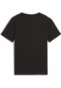 Camiseta negra de manga corta con un escote redondo. Fabricada con una suave tela de algodón, presenta un diseño liso sin patrones ni acentos visibles.