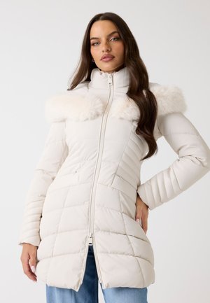 MIT KUNSTPELZ-KAPUZE - Cappotto invernale - beige