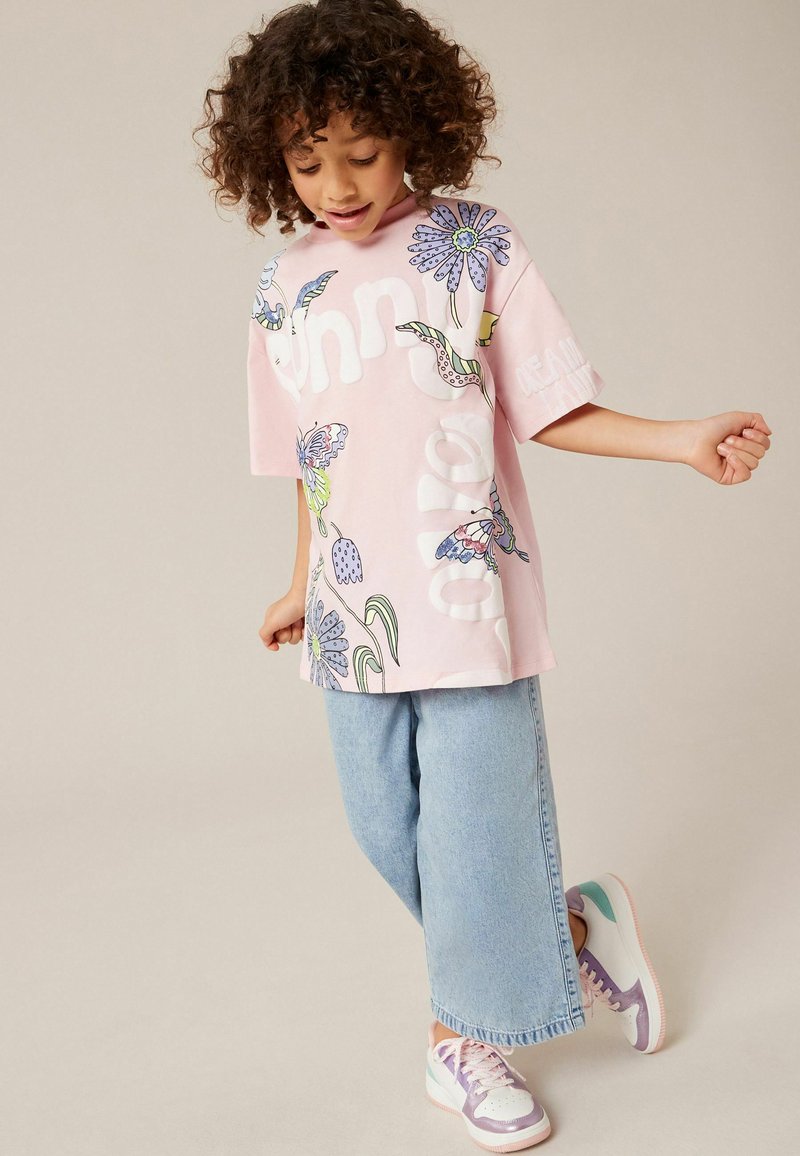 Next FLOWER SEQUIN  - Printtipaita - pink