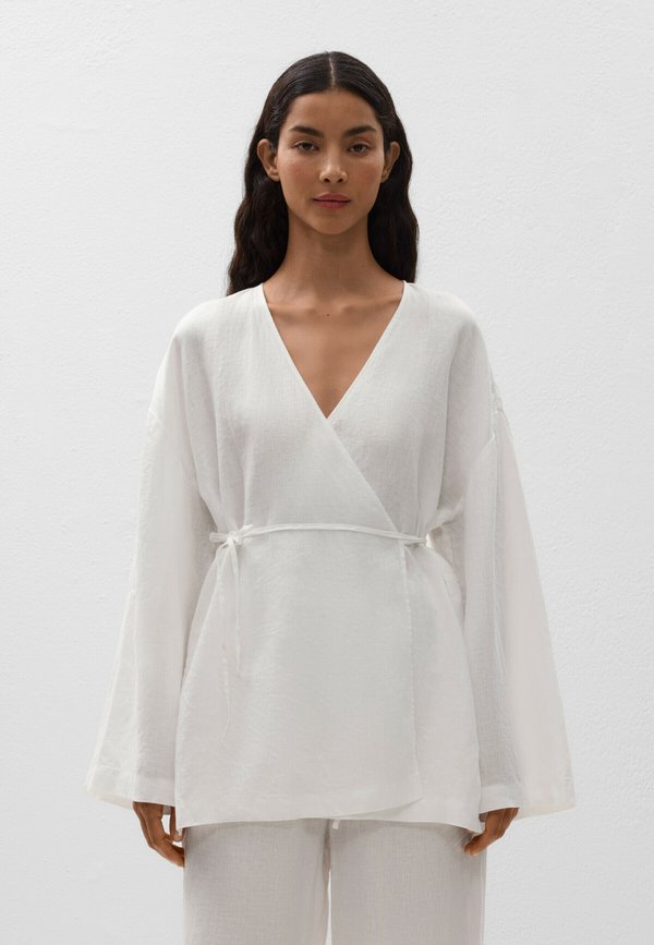 LINEN SIDE TIE KIMONO - Bluse