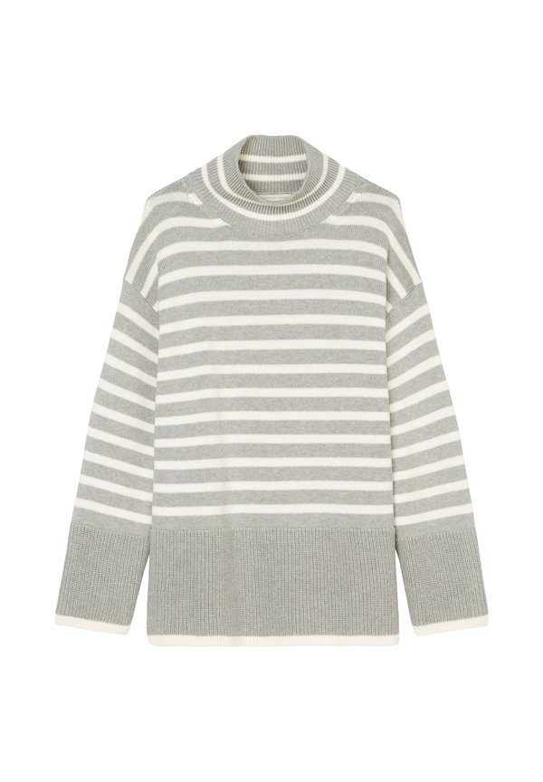 STAND UP COLLAR STRIPED - Jumper - striped   mid stone melange4