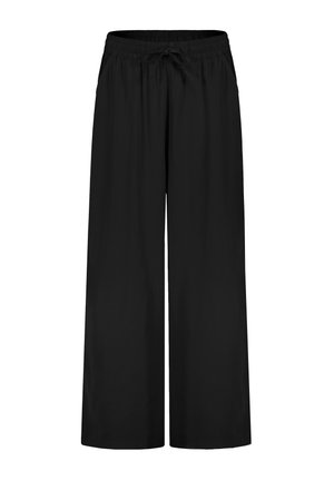 WIDE-LEG SOMMER MIT TUNNELZUG UND SEITENTASCHEN - Trousers - schwarz