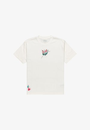 Wit T-shirt met korte mouwen met kleurrijke vlinderborduursels op de voorkant en bloemaccenten aan de zoom. Gemaakt van katoen, met een relaxte pasvorm.