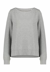 Lichtgrijze sweatshirt gemaakt van zachte stof. Voorzien van een ronde hals, lange mouwen, geribbelde manchetten en een relaxed fit met een licht gebogen zoom.