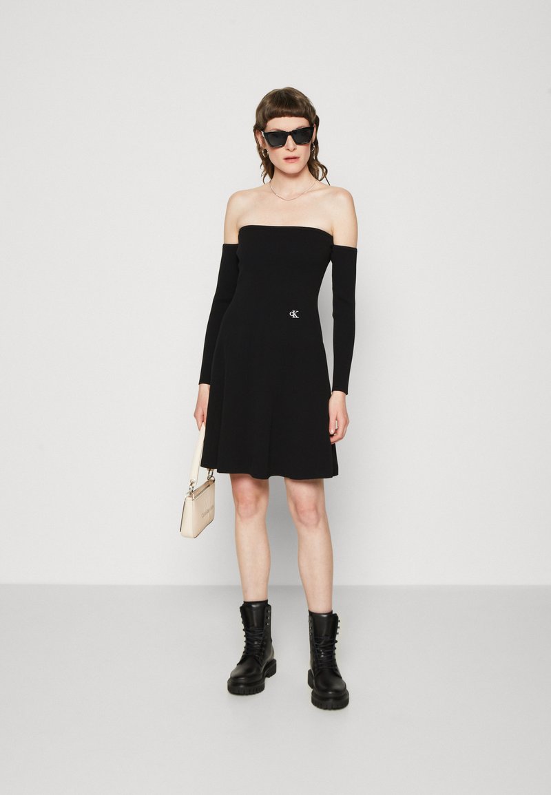 calvin klein black off the shoulder dress Jeans - Jersey dress Men's Exclusive Genuine Leather
