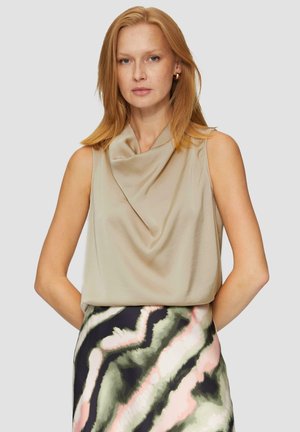 AUS STRUKTURIERTEM MIT WASSERFALLKRAGEN - Blouse - beige