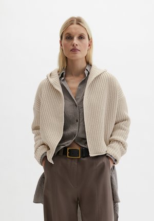 LONGSLEEVE HOOD - Strickjacke - linen beige