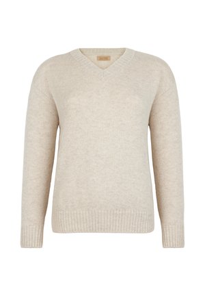 V NECK - Stickad tröja - Natural