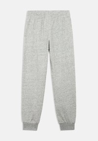 Γκρι παντελόνι τζόγκινγκ από απαλό ύφασμα με ελαφρύ ανάμεικτο χρώμα. Διαθέτει ελαστική μέση και ριμπ τελειώματα στους αστραγάλους. Χωρίς σχέδια ή επιπλέον λεπτομέρειες.