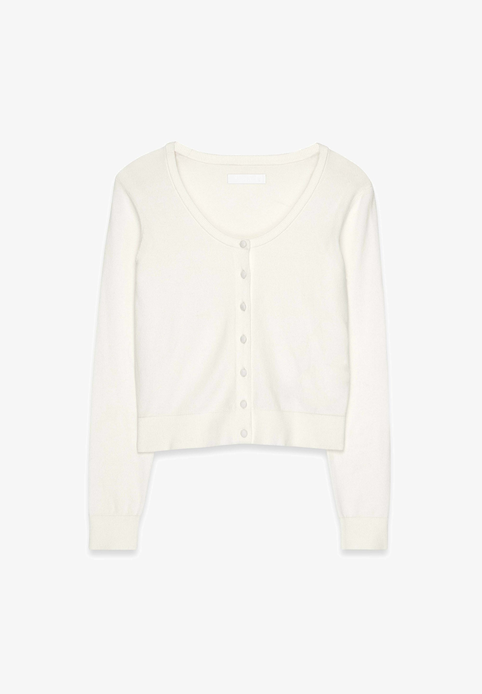 NA-KD SCOOP NECK Strickjacke offwhite/weiß