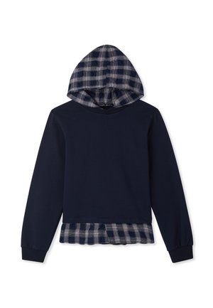 DOPPIATA CON E A QUADRI - Felpa con cappuccio - blu
