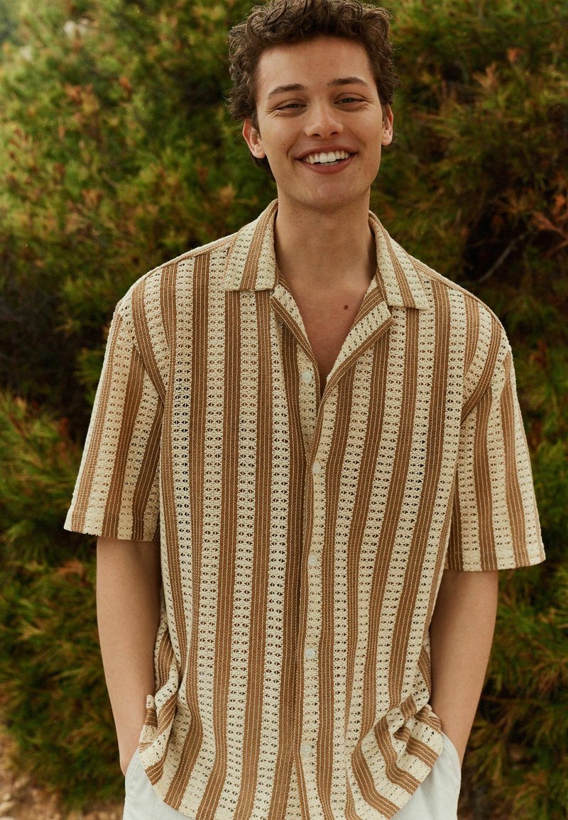 Next STRIPE SHORT SLEEVE - Vapaa-ajan kauluspaita - neutral