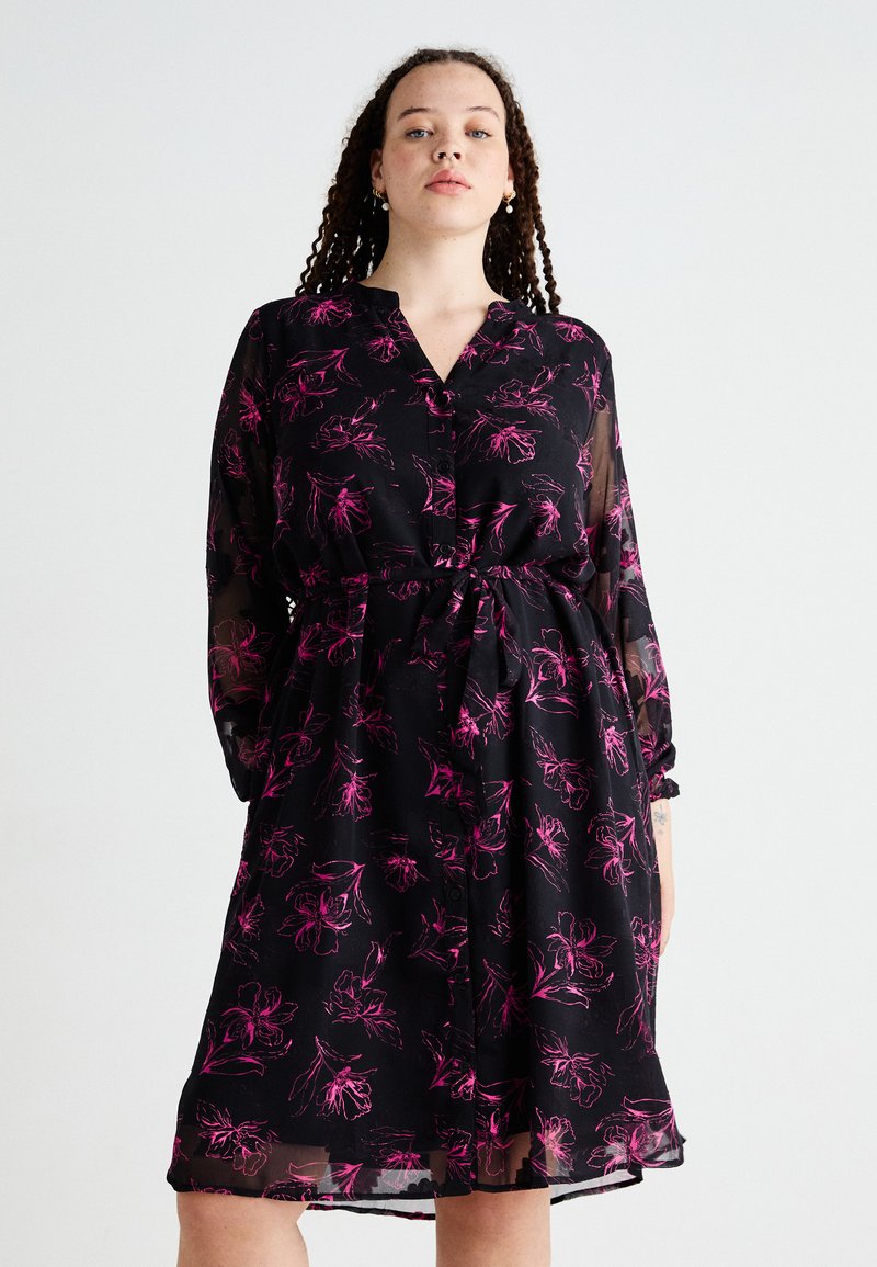 ONLY Carmakoma CARMELENA V NECK MIDI DRESS - Vestido de dia - fuchsia purple